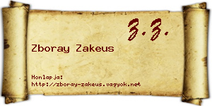 Zboray Zakeus névjegykártya